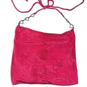 Chic Fuchsia Y2k Top with Heart Accents
